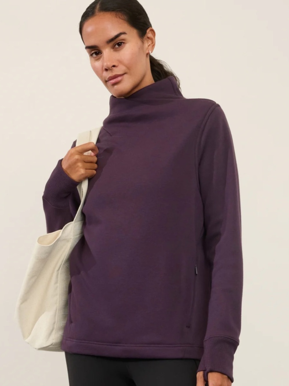 Athleta Purple Pullover Sweatshirt Top Workout Coverup Gym Lounge Size Small - Picture 2 of 9